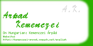arpad kemenczei business card
